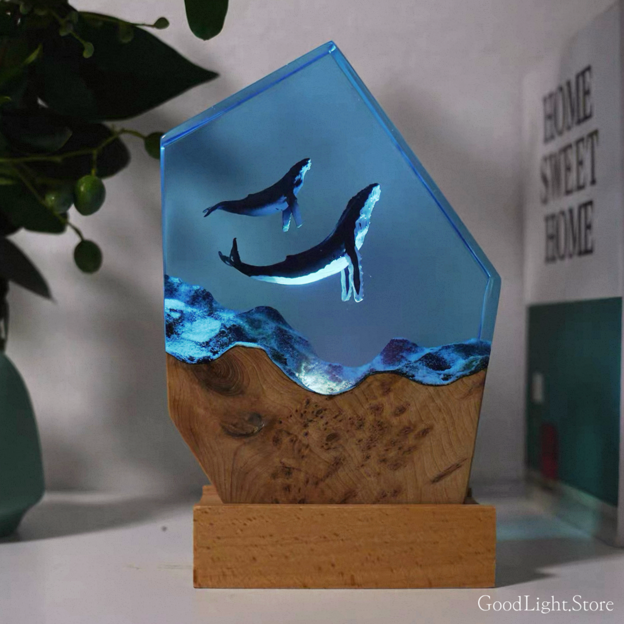 海洋雙座頭鯨魚小夜燈T06