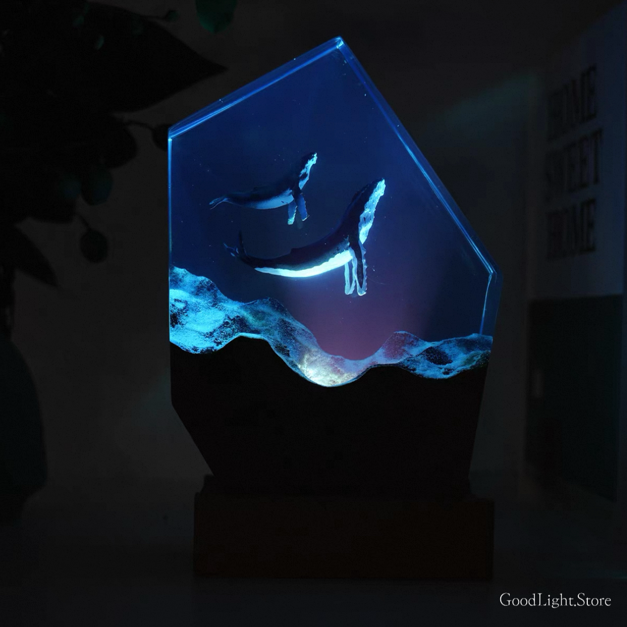 海洋雙座頭鯨魚小夜燈T06