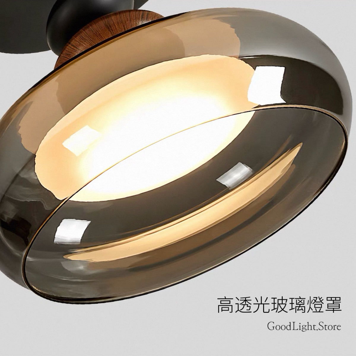 B39 黑色胡桃木天花燈20CM