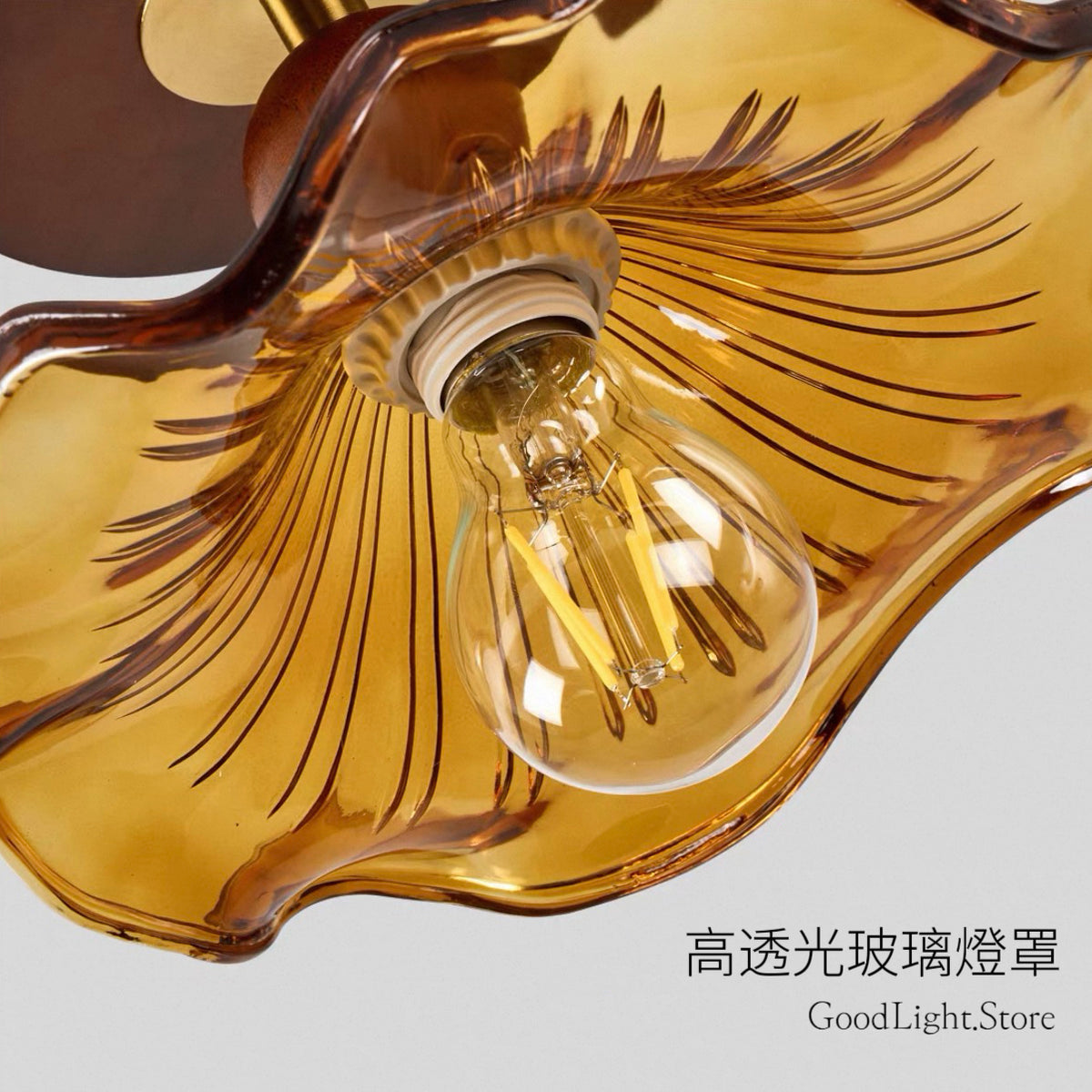B43 銅木花朵天花燈22CM