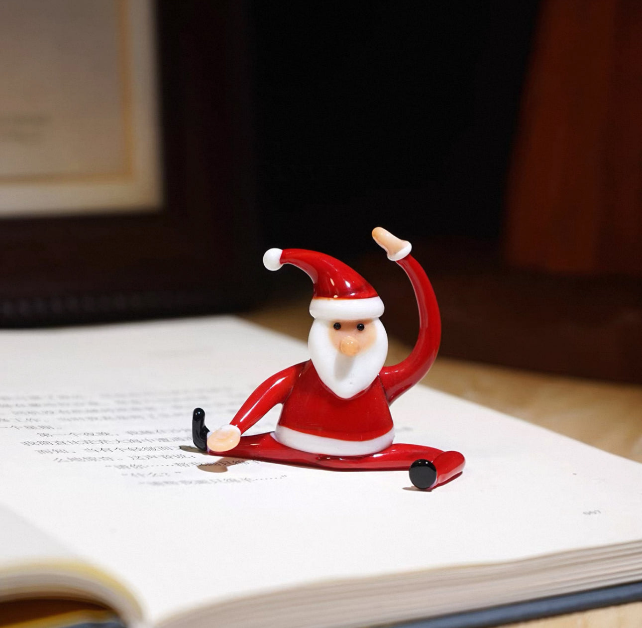 瑜珈聖誕老人琉璃擺件