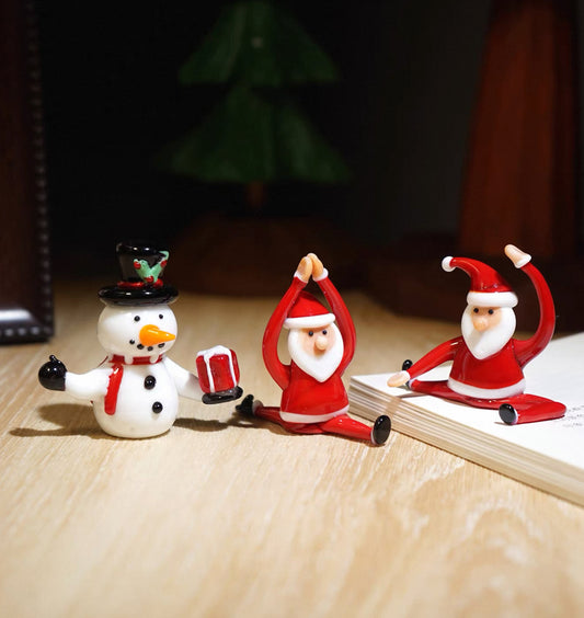 瑜珈聖誕老人琉璃擺件