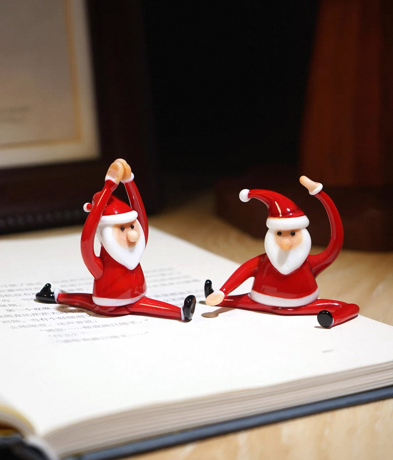 瑜珈聖誕老人琉璃擺件