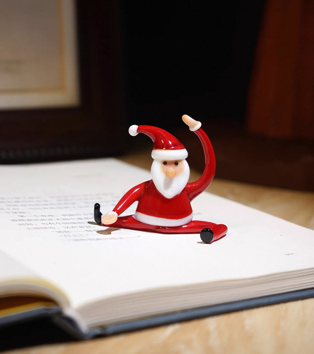 瑜珈聖誕老人琉璃擺件