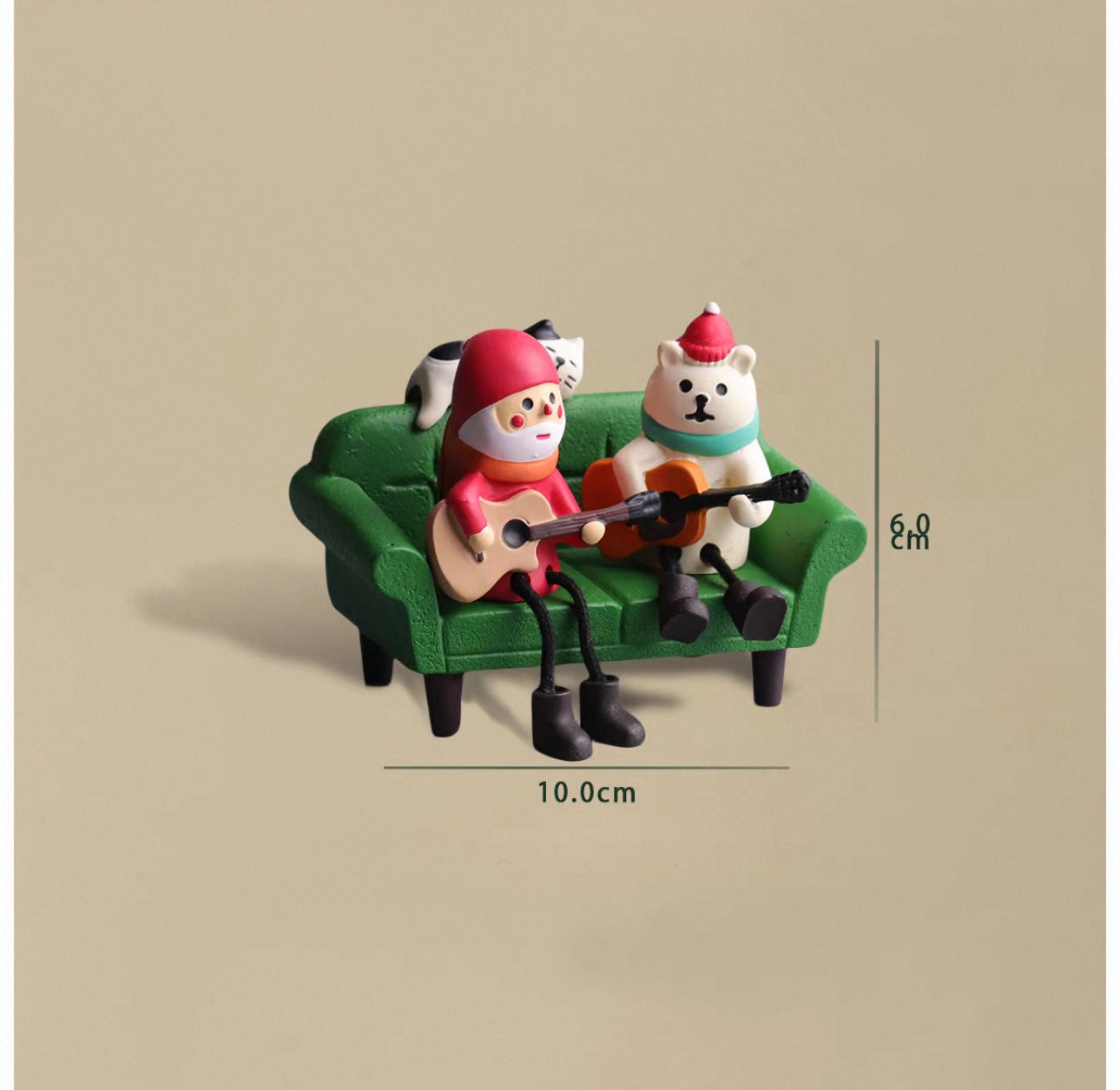 結他聖誕貓咪小擺件